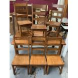 Contempory Hardwood rectangular dining table and matching set six ladder back dining chairs
