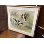 Signed limited edition coloured print - A Pointer, indistinctly signed, in glazed gilt frame