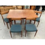 A set of six 1960s Swedish teak Kontiki dining chairs and extending dining table, by Yngve Ekstrom f