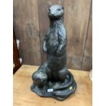 Rodwell, 2001, large bronze resin sculpture of two otters, signed and dated