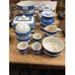 Collection of T. G. Green Cornishware kitchen items to include flour sifter, milk jug and other simi