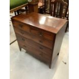 19th century mahogany chest of two short and three long drawers with swan neck handles