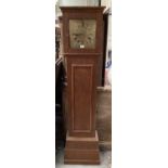 Antique oak cased longcase clock with brass dial, signed and dated 1913