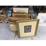 Two unframed watercolours of tall ships together with other pictures and prints (qty)