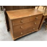 Victorian pine chest of four drawers