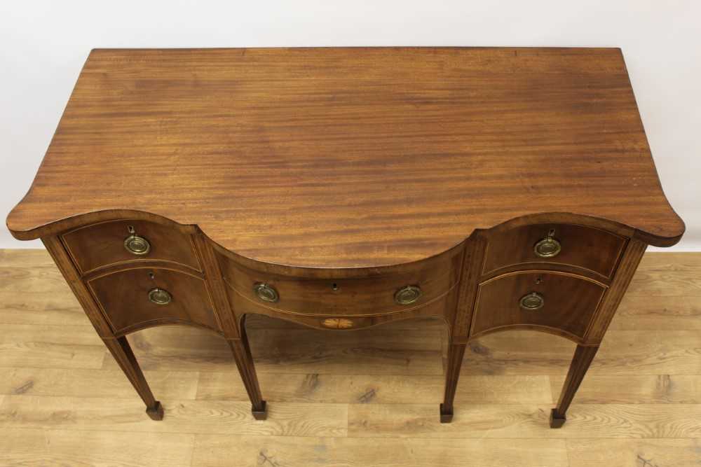 George III mahogany and satinwood banded serpentine sideboard of small proportions - Image 2 of 9