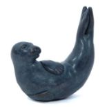 Patinated bronze model of a seal, signed with initials and numbered 5/250, 7cm high
