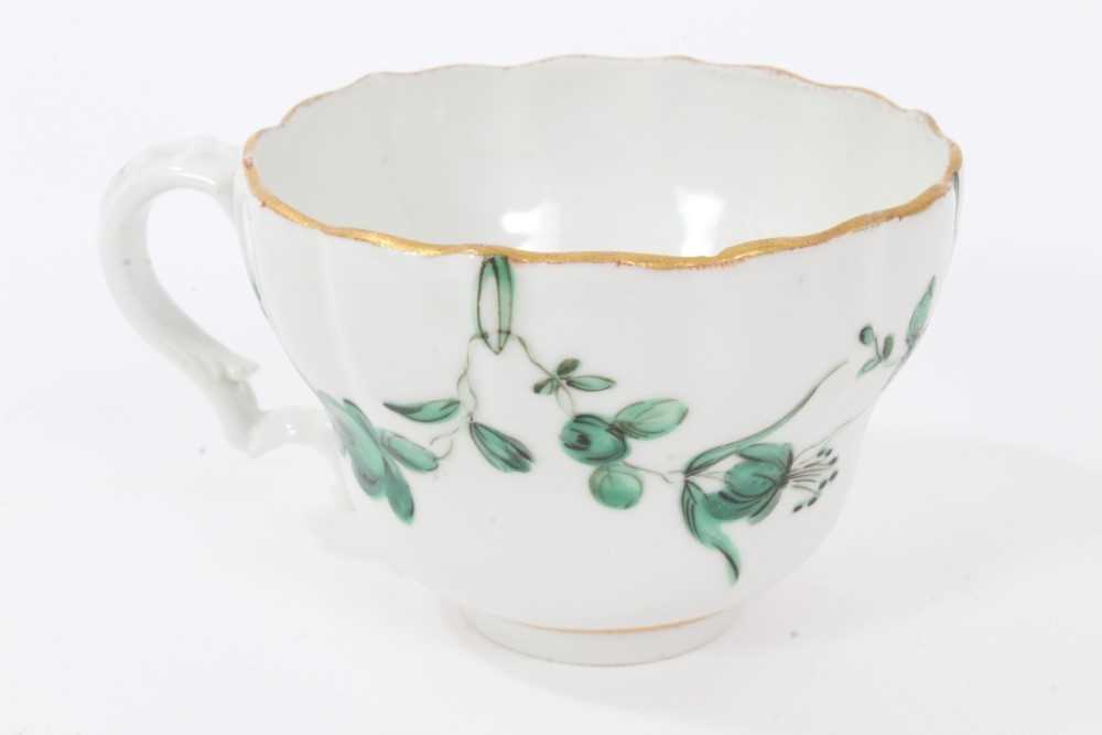 Bristol cup and saucer, circa 1772-75, decorated in green enamels with swags of flowers, with gilt r - Image 5 of 10