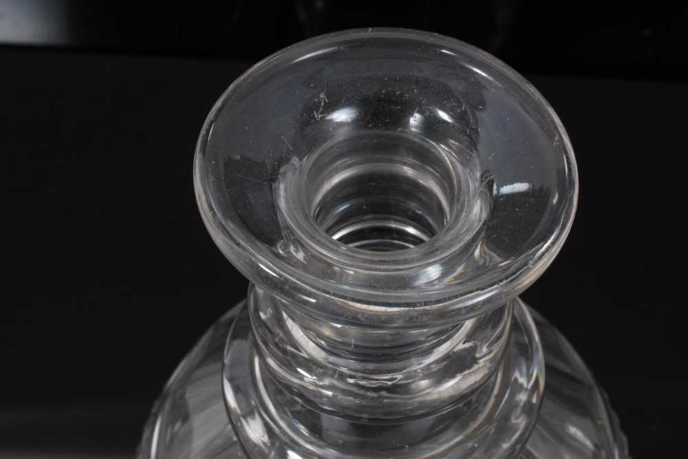 Georgian cut glass ring neck decanter with facet cut decoration and mushroom stopper, 24.5cm overall - Image 2 of 5
