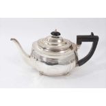 George III silver teapot, bright cut decoration