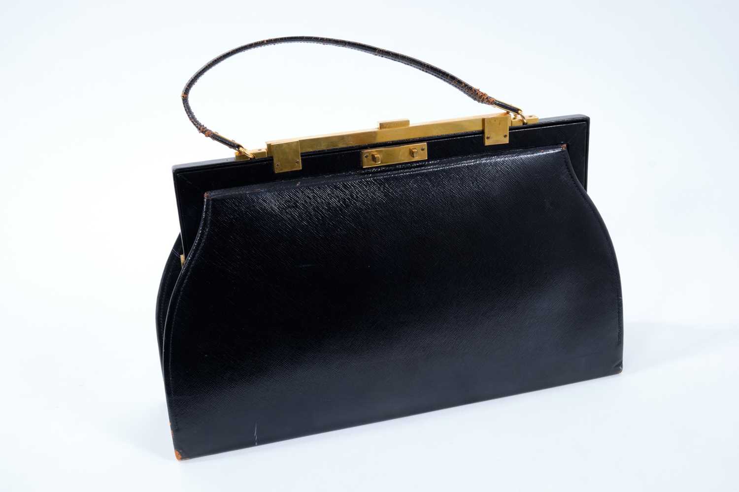 1920s Asprey black leather vanity handbag - Image 5 of 5