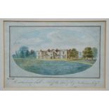 W. Hall (early 19th century) watercolour titled ‘Rendlesham Hall in Suffolk’ signed