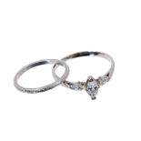 Diamond single stone ring with a marquise cut diamond estimated to weigh approximately 0.35cts flank