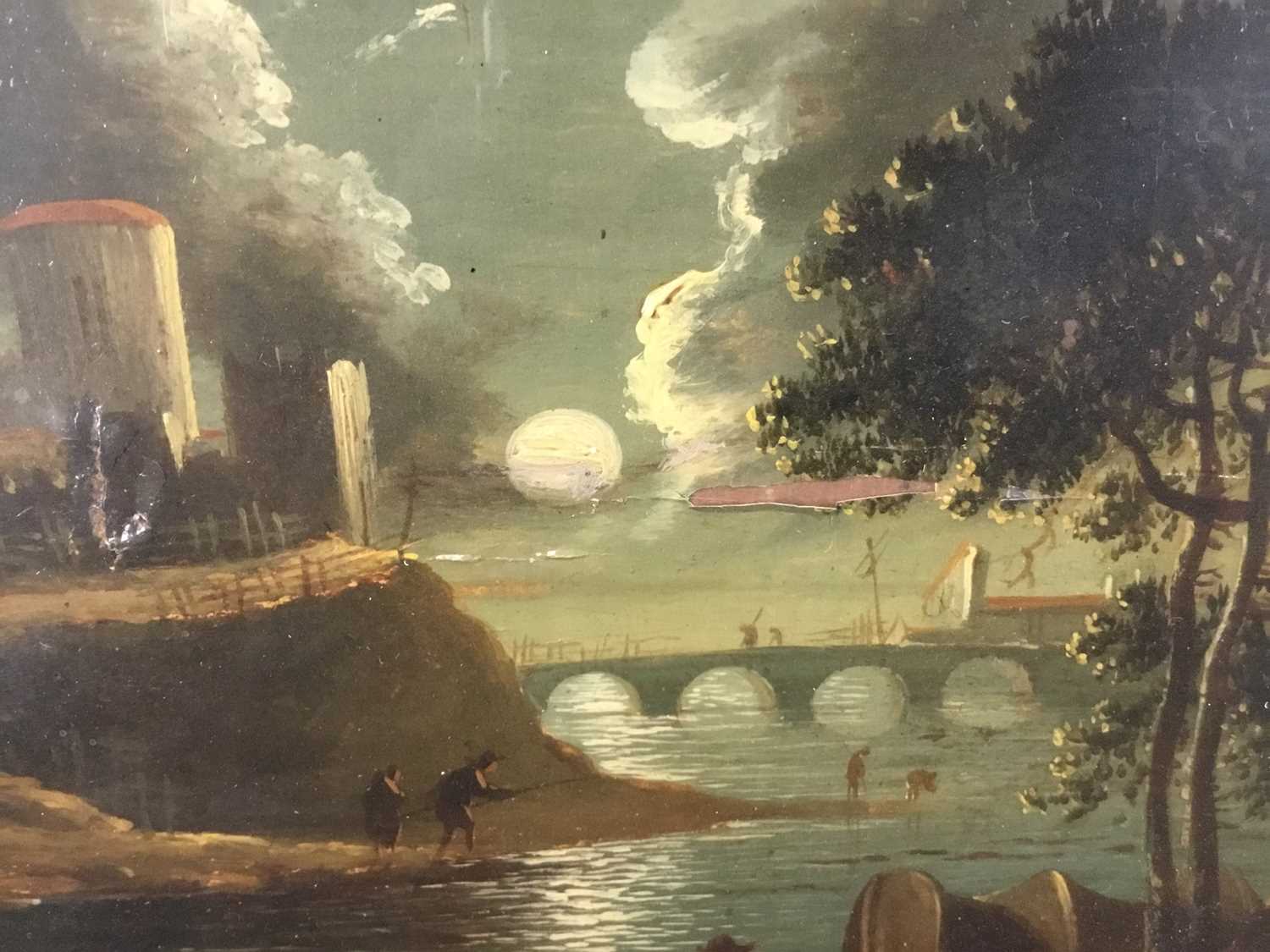 Continental School, early 19th century, pair of oils on panel - moonlit river landscapes, 20.5cm x 2 - Image 7 of 15