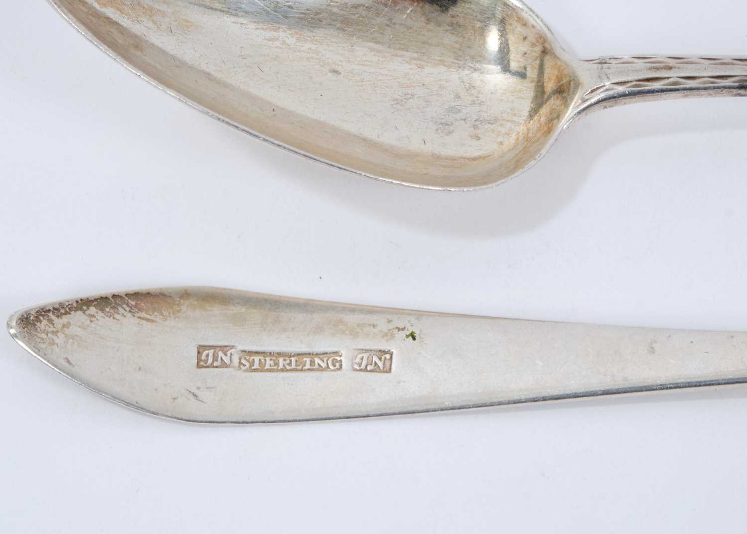 Pair George III Provincial Irish silver serving spoons John Nicholson, Cork - Image 2 of 2