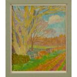 Henry Lamb, oil on board - Autumn landscape, signed, framed