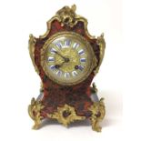 Late 19th Century French Boulle mantel clock of shaped form