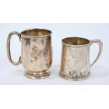 1930s silver christening mug of baluster form, with engraved initials and one other