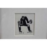 Willie Rodger signed limited edition linocut - Penalty, 10/30, in glazed frame Provenance: Thompso