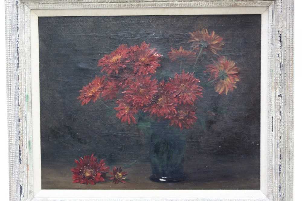 Alfred Frederick William Hayward (1856-1939) oil on canvas - Chrysanthemums in a vase, provenance - - Image 2 of 7