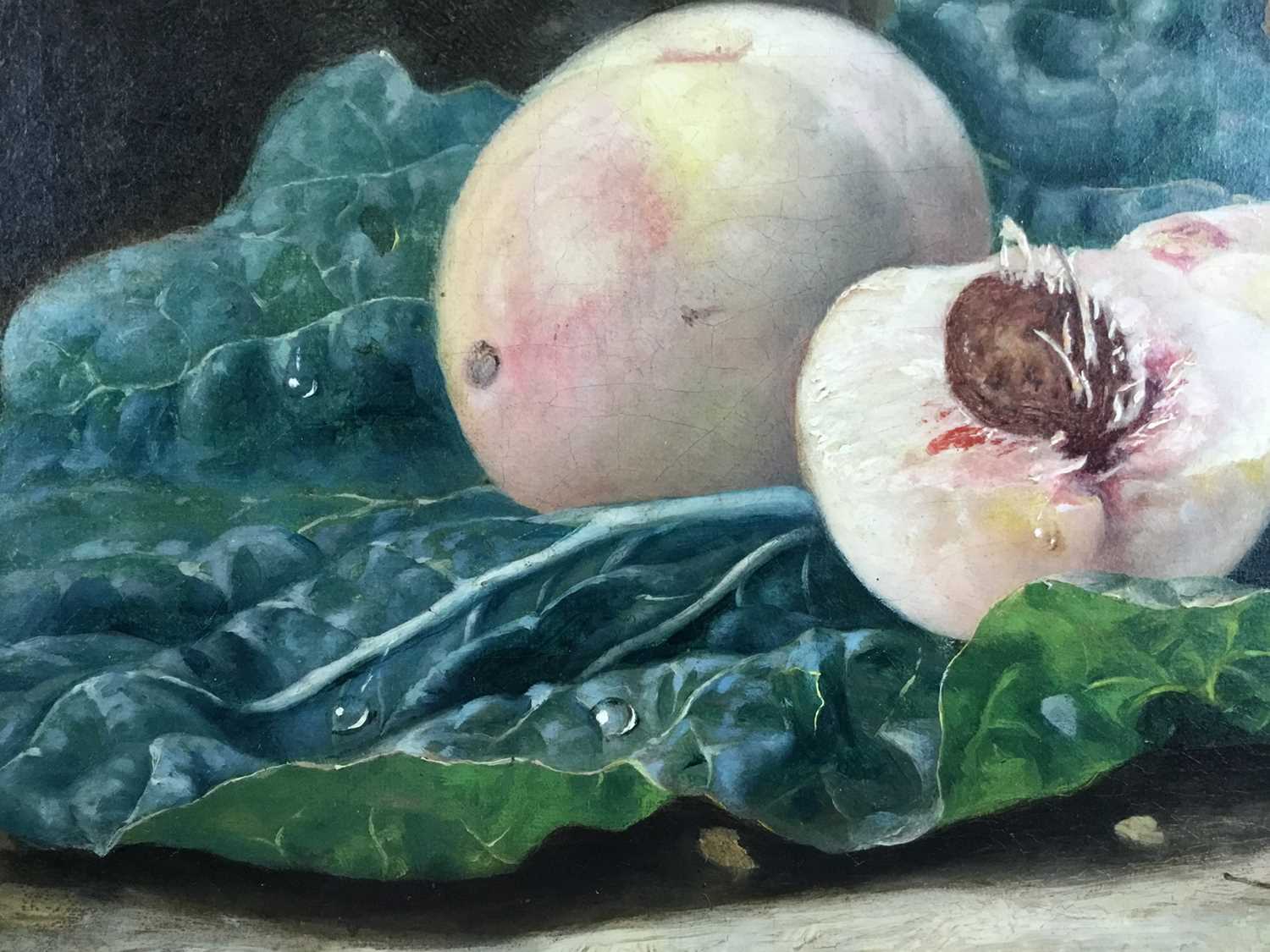 Eloise Harriet Stannard (1828-1915) oil on canvas, Peaches and snail - Image 9 of 9