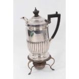 Silver Coffee Biggin with ebony handle and finial (London 1900) and associated spirit burner