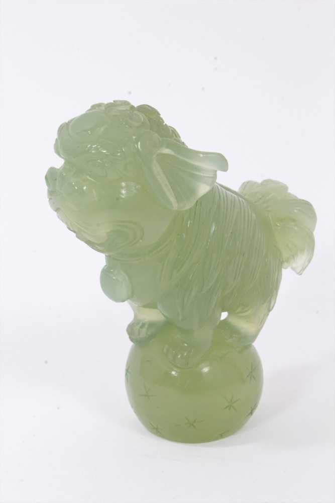 Chinese carved green jade dog of foo