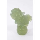 Chinese carved green jade dog of foo