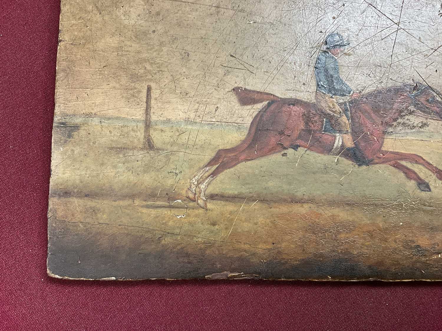English School, early 19th century, oil on panel - Horse and Jockey, indistinctly inscribed, 17.5cm - Image 3 of 8