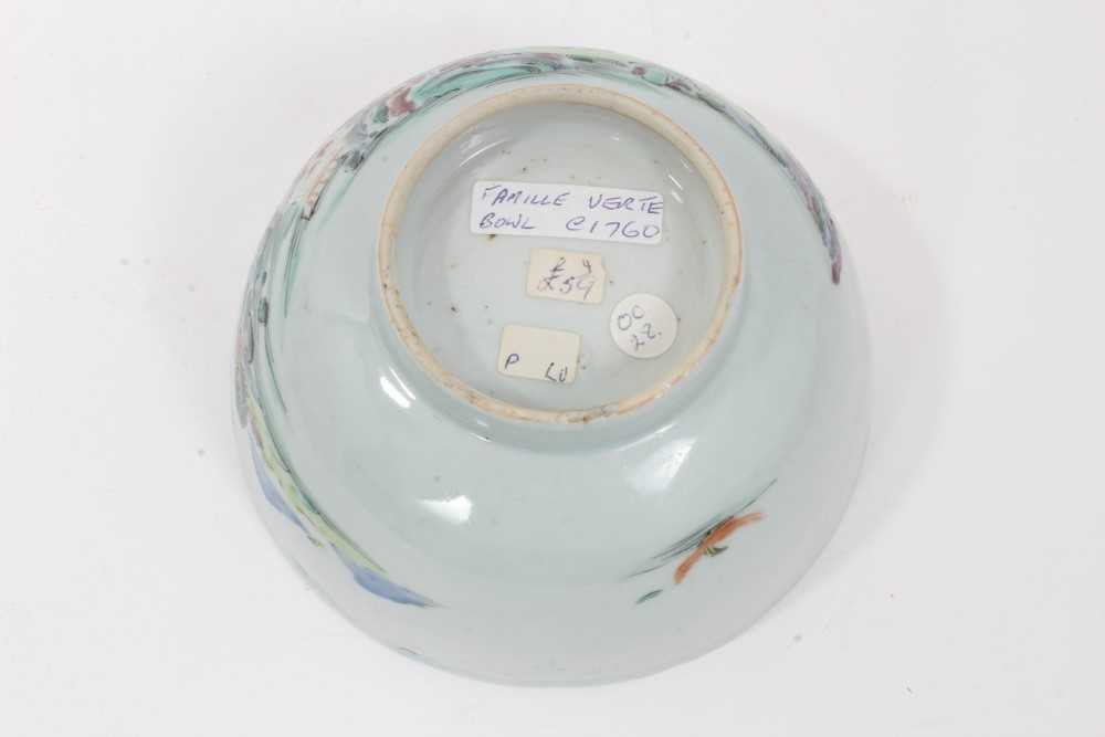 Chinese famille rose bowl and saucer, Qianlong period, the bowl decorated with landscape scenes, and - Image 7 of 10