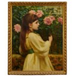 Continental School. Late 19th / early 20th century - Girl with flowers