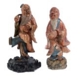 Pair of 18th century Chinese soapstone and polychrome figures