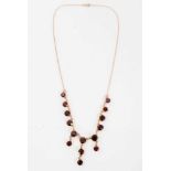 9ct Gold and garnet fringe necklace