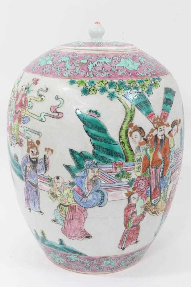 Chinese famille rose jar, cover and stand - Image 7 of 11