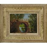 Lewis Taylor Gibb (1873-1945) oil on panel - A Rural Bridge, 25cm x 35cm, in painted frame