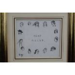 Phil May (1864-1903) pen and ink - Head Pieces, signed, in glazed gilt frame, 14cm x 16cm Provenan