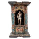 18th / 19th century Continental polychrome painted deity figure of Saint Sebastian, presented in por