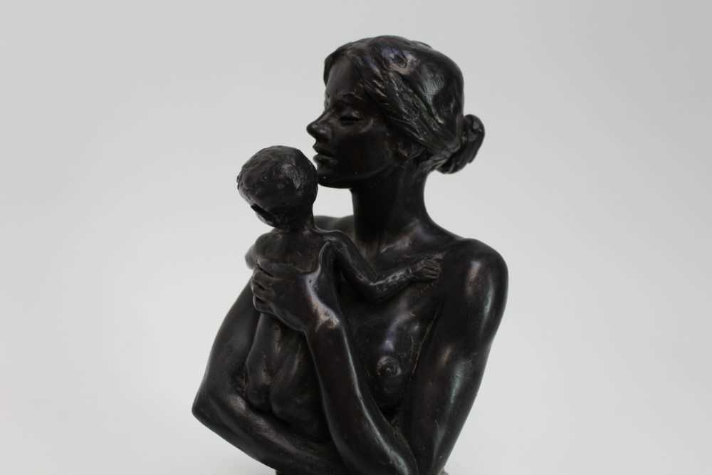 Tom Greenshields (1915-1994) limited edition bronzed resin figure, Kneeling Mother, signed, 30cm hig - Image 5 of 6