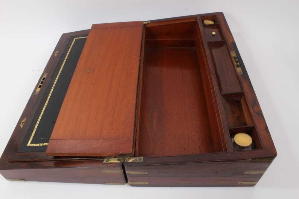 Victorian rosewood and brass bound writing slope - Image 4 of 6
