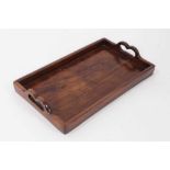 Chinese hardwood scholars tray with script to front edge