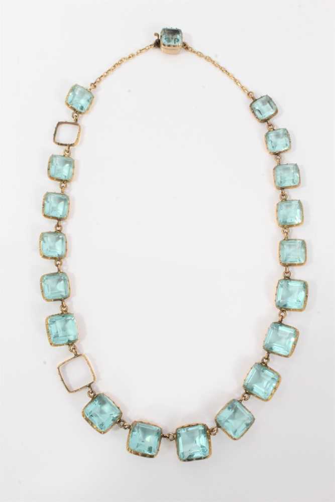 19th century paste set blue stone necklace