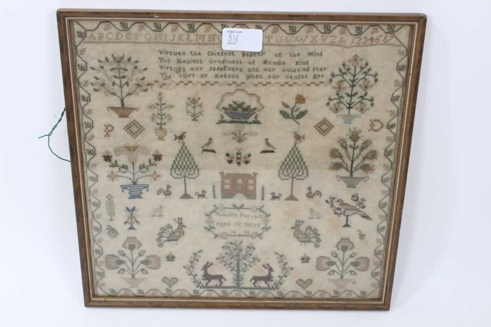 Early Victorian sampler by Susannah Canham Aged 13 1838, depicting a stag and flora, another dated 1 - Image 10 of 13