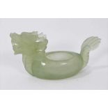 Chinese carved green stone dragon vessel