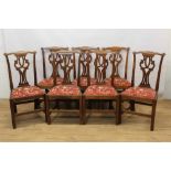 Set of seven George III fruitwood dining chairs