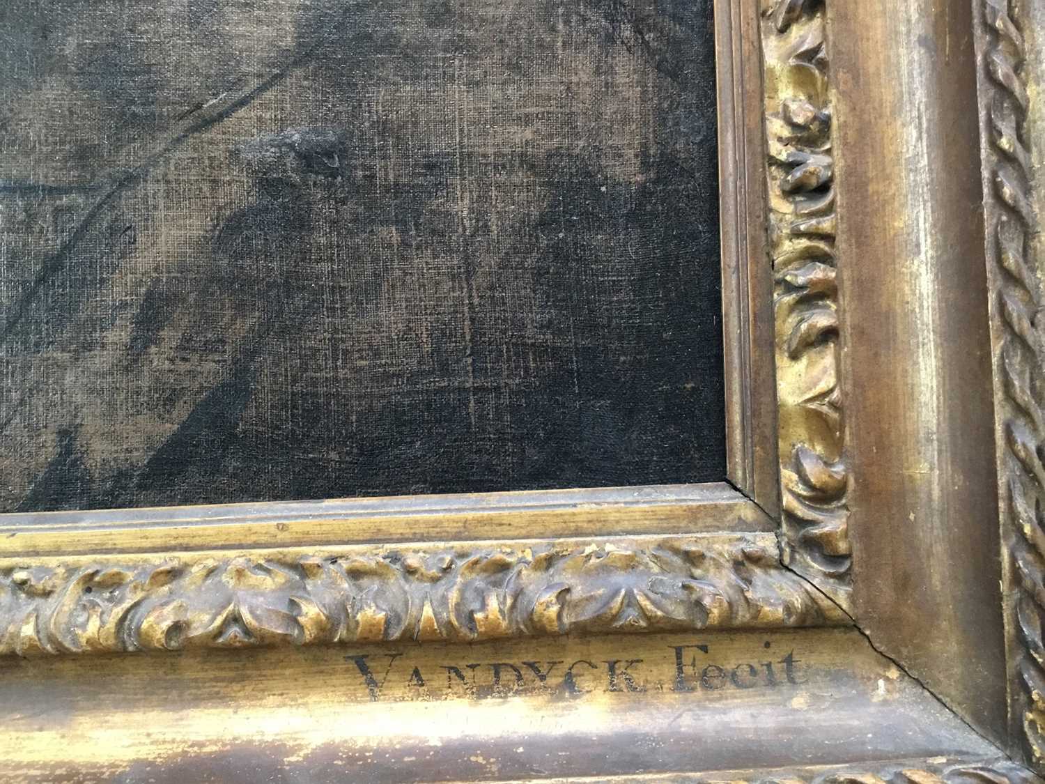 After Sir Anthony Van Dyke portrait sketch, 17th century oil on canvas, in Carlo Maratta frame - Image 10 of 19