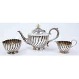 Victorian silver three piece batchelor tea set