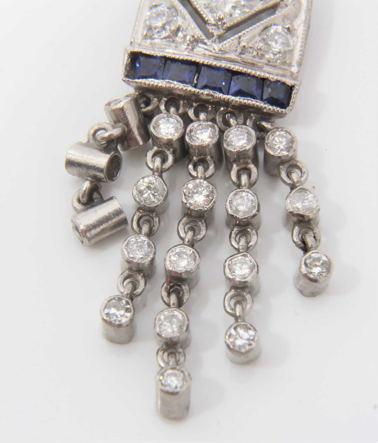 Edwardian style Belle Époque diamond and sapphire pendant necklace - Image 9 of 9