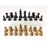 19th century boxwood and ebony chess set in mahogany box