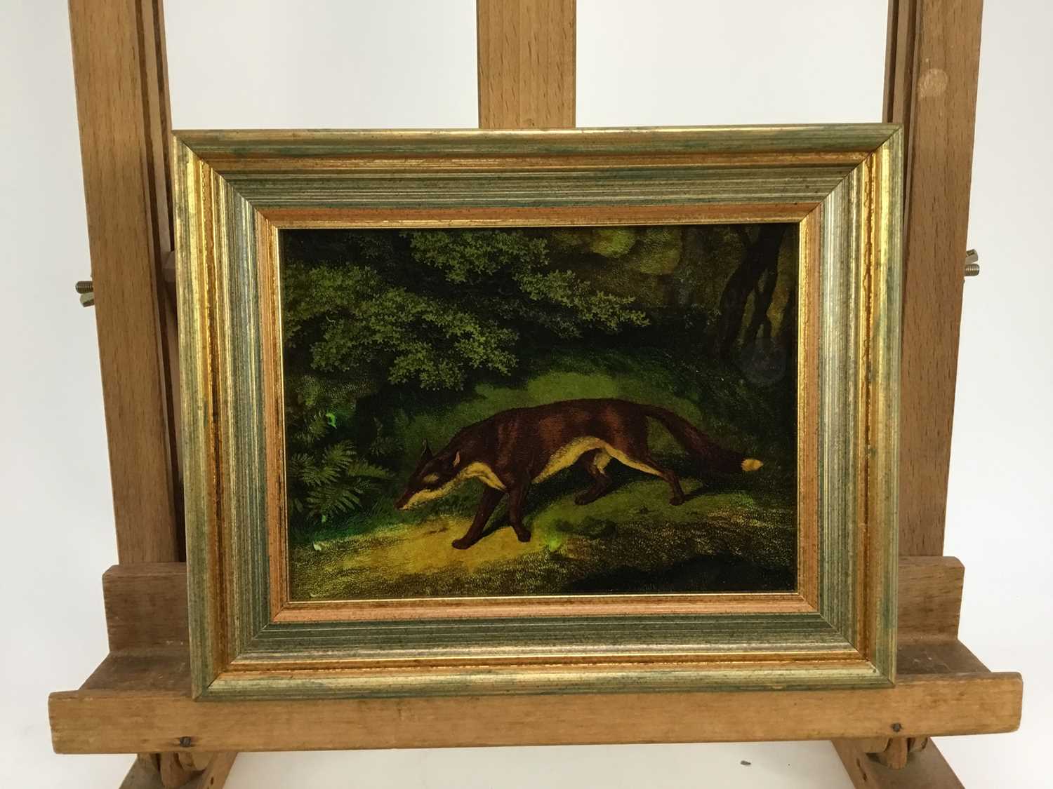 Jenny Simpson (1931-2020), Georgian-style glass pictures, framed and glazed - deer and a fox (3) - Image 2 of 6