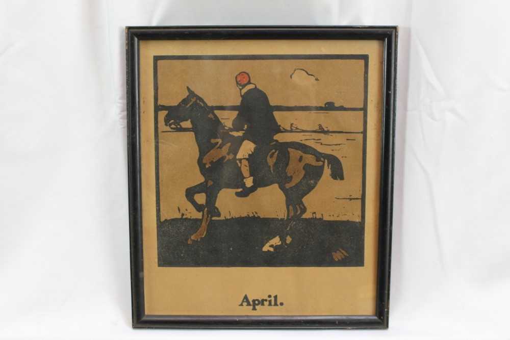 Sir William Nicholson (1872-1949) nine coloured lithographs - Sports as Months of the Year, January - Image 4 of 10